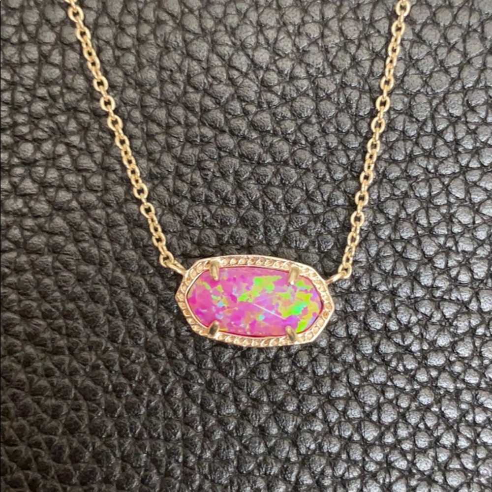 Elisa Gold Necklace fuchsia Kyocera Opal NWOT